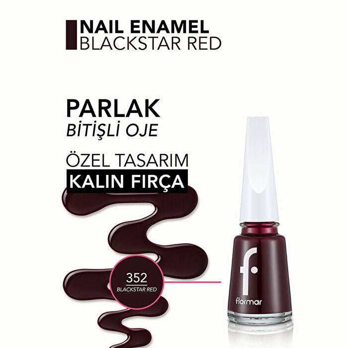 Flormar Nail Enamel Intense Pigmented Polish 352 Blackstar Red | 10ml