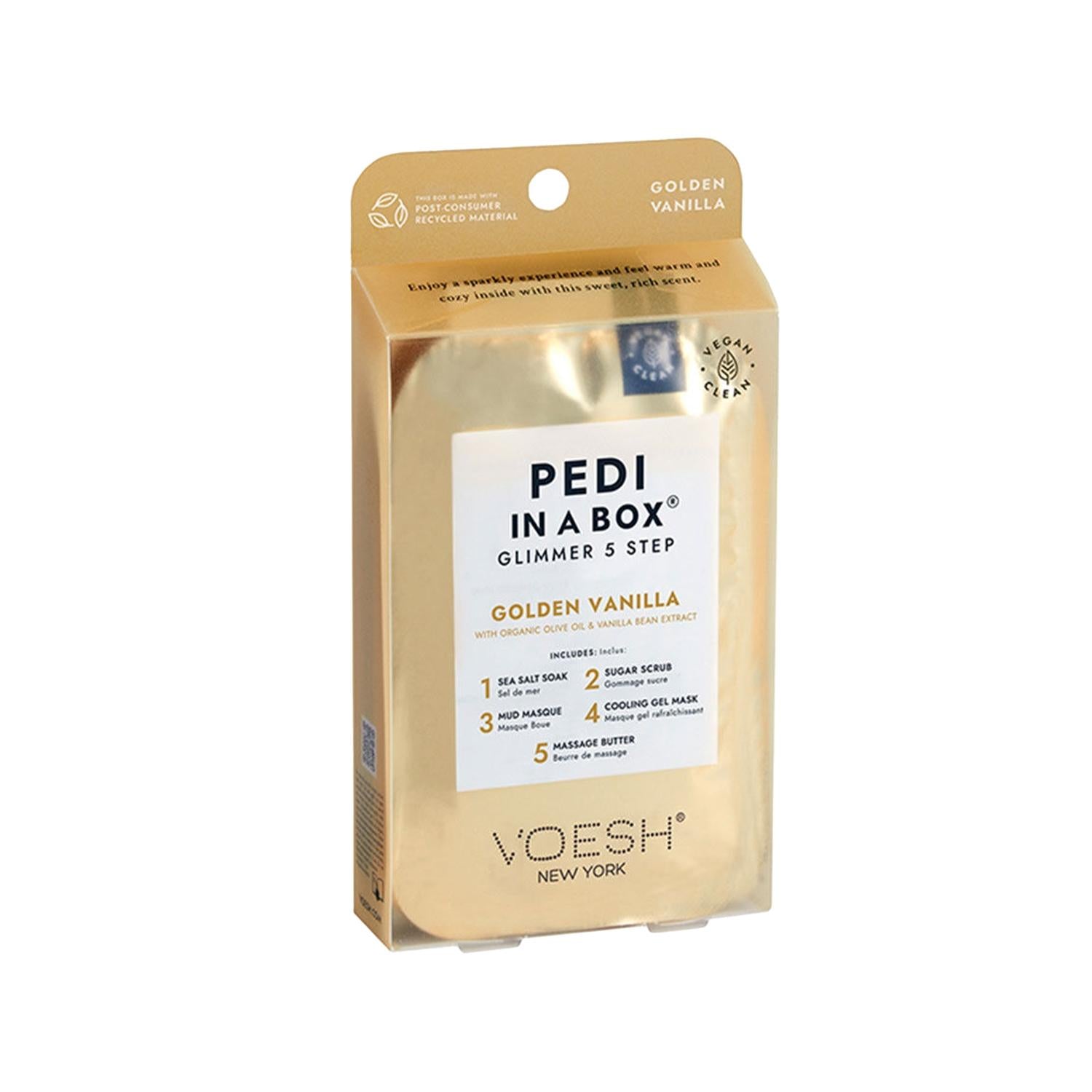 Voesh New York Glimmer Pedikür 5 Adımlı Set Altın - Professional At-Home Pedicure Experience Voesh New York 5-Step Glimmer Pedicure Kit - At-Home Luxury pedikür seti, at home pedicure, 5 step pedicure kit, Voesh New York, glimmer pedicure, foot care, nail care, beauty treatments, self-care, at-home spa, luxurious pedicure, pampering, foot health, salon quality at home