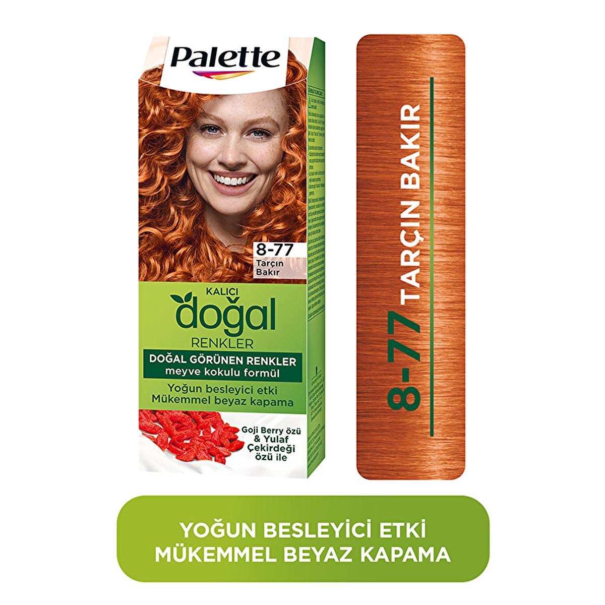 Palette Natural Hair Dye - Permanent Hair Color with Natural Ingredients - 8-77 Tarçın Bakır Palette Natural Hair Dye - Long Lasting Color natural hair dye, permanent hair color, hair coloring products, natural ingredients hair care, long-lasting hair dye, Palette, hair care, cosmetics, beauty products, natural hair color, hair dye, permanent hair dye