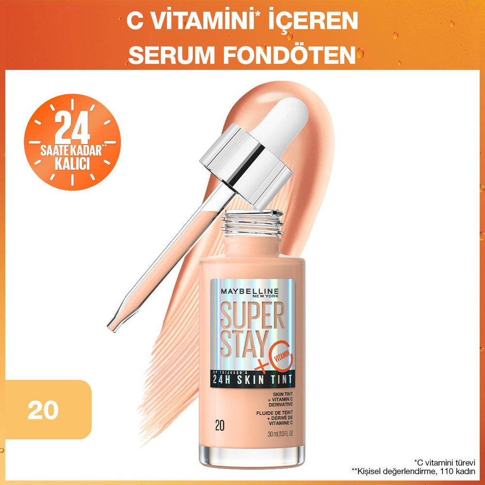 Maybelline Super Stay Skin Tint Foundation: Vitamin C, 24H Wear, Hydrating, Brightening - Natural Finish Skin Tint Maybelline Skin Tint: Vitamin C, Hydrating, 24H Wear skin tint foundation, vitamin C foundation, long-lasting foundation, hydrating foundation, Maybelline skin tint, brightening foundation, natural finish foundation, super stay skin tint, foundation, skin tint, vitamin C, long-lasting, hydrating, brightening, natural finish, makeup, cosmetics, beauty, flawless skin, radiant complexion, comforta