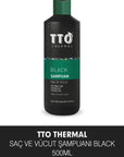 TTO Black Hair and Body Shampoo 500ml - Natural Multipurpose Cleanser for Simplified Routine - Shampoo
