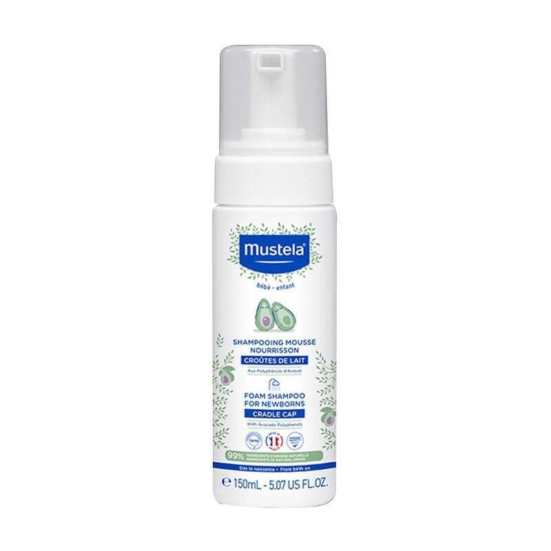 Mustela Baby Foam Shampoo for Newborns - Gentle, Tear-Free, 5.07 fl oz Mustela Baby Foam Shampoo - Gentle & Tear-Free baby foam shampoo, newborn hair care, gentle baby shampoo, tear-free baby shampoo, Mustela baby products, baby care, newborn baby products, gentle hair care, coconut extract shampoo, non-irritating baby products