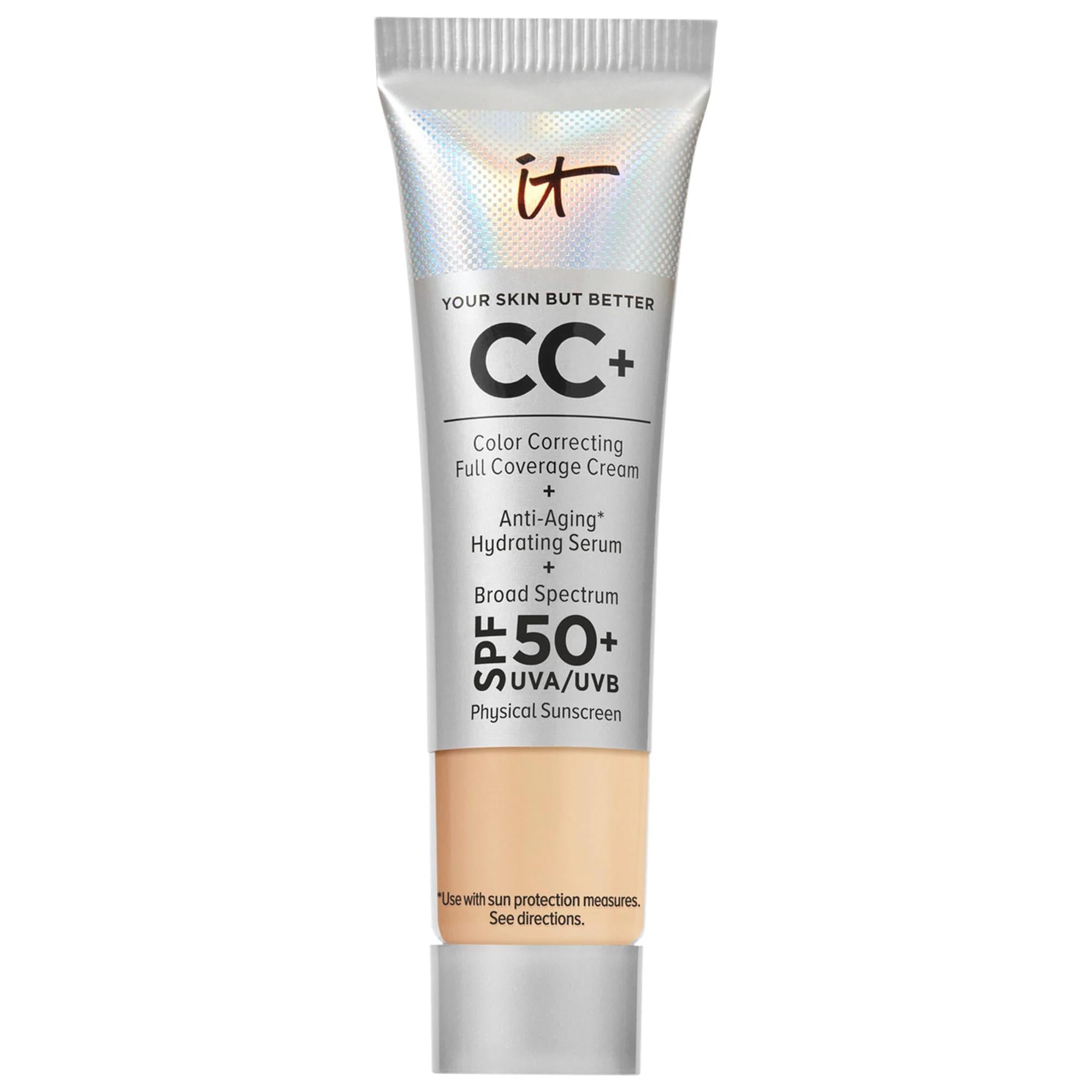 IT Cosmetics CC+ Cream: Full Coverage Color Correcting Foundation with SPF 50+ - Hydrating, Anti-Aging & Sun Protection IT Cosmetics CC Cream: Full Coverage & SPF 50+ Foundation CC Cream Foundation, Full Coverage Foundation, SPF 50 Foundation, Hydrating Foundation, Anti-Aging Foundation, Color Correcting Foundation, Foundation for acne scars, Foundation for wrinkles, Foundation for redness, Foundation for sun protection, makeup, face makeup, foundation, hyaluronic acid, niacinamide, vitamin E, full coverage