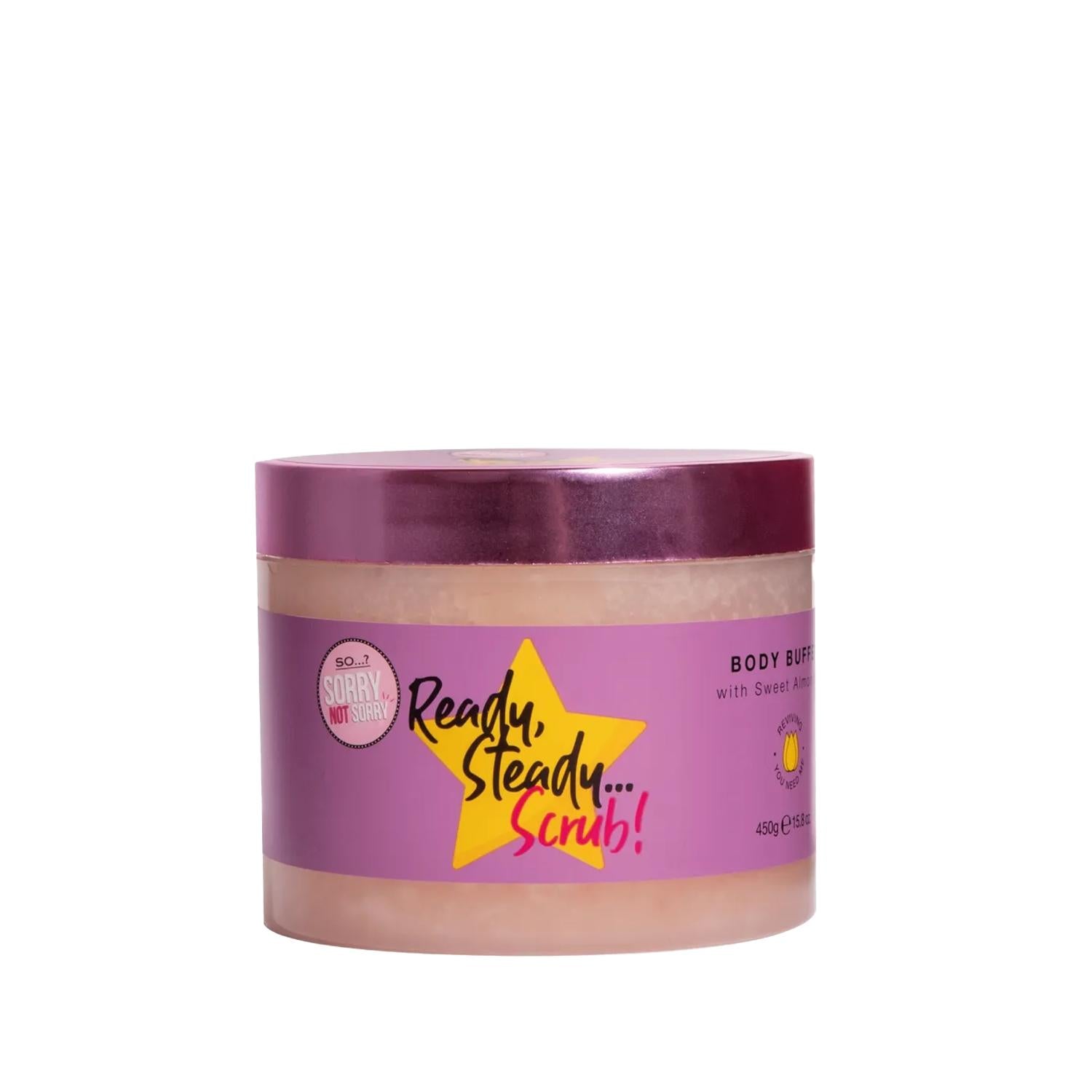 So...? Sorry Not Sorry Ready Steady Scrub Body Scrub - Exfoliating & Smoothing, 450g So...? Sorry Not Sorry Body Scrub - Exfoliate & Smooth body scrub, exfoliating scrub, skincare product, body peeling, Ready Steady Scrub, skincare routine, smooth skin, exfoliation, body care, hygiene, skin texture, radiant glow
