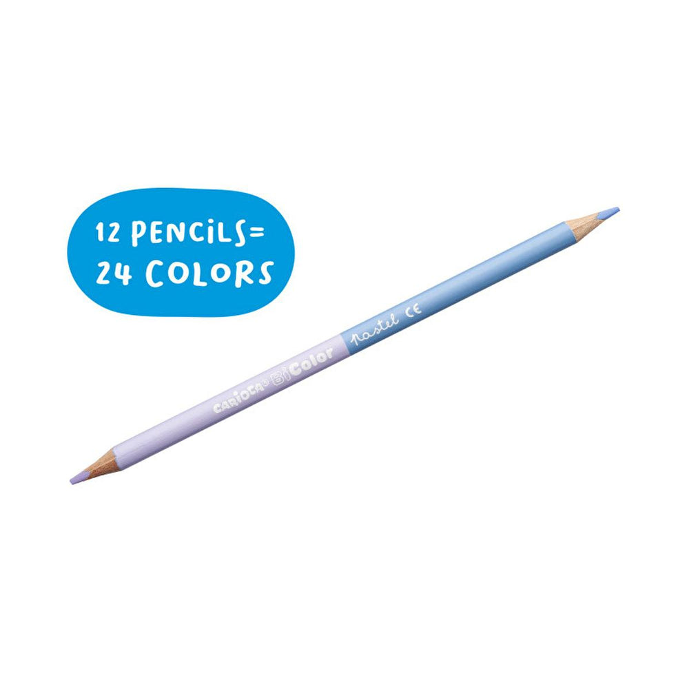Carioca Pastel: 24 Vibrant Double-Sided Pastel Colored Pencils - Soft Core, Triangular Grip - Ideal Art Supplies for Drawing, Coloring & Pastel Art Carioca Pastel Pencils: 24 Colors, Double-Sided - Soft Core! pastel colored pencils, double sided pencils, 24 color pencil set, triangular barrel pencils, soft pastel pencils, drawing pencils, coloring pencils, art supplies, pastel art, durable colored pencils, pastel art supplies, double-ended pencils, ergonomic pencils, vibrant colors, smooth application, arti