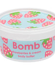 Bomb Cosmetics Strawberry & Cream Body Cream 7oz - Moisturizing Formula