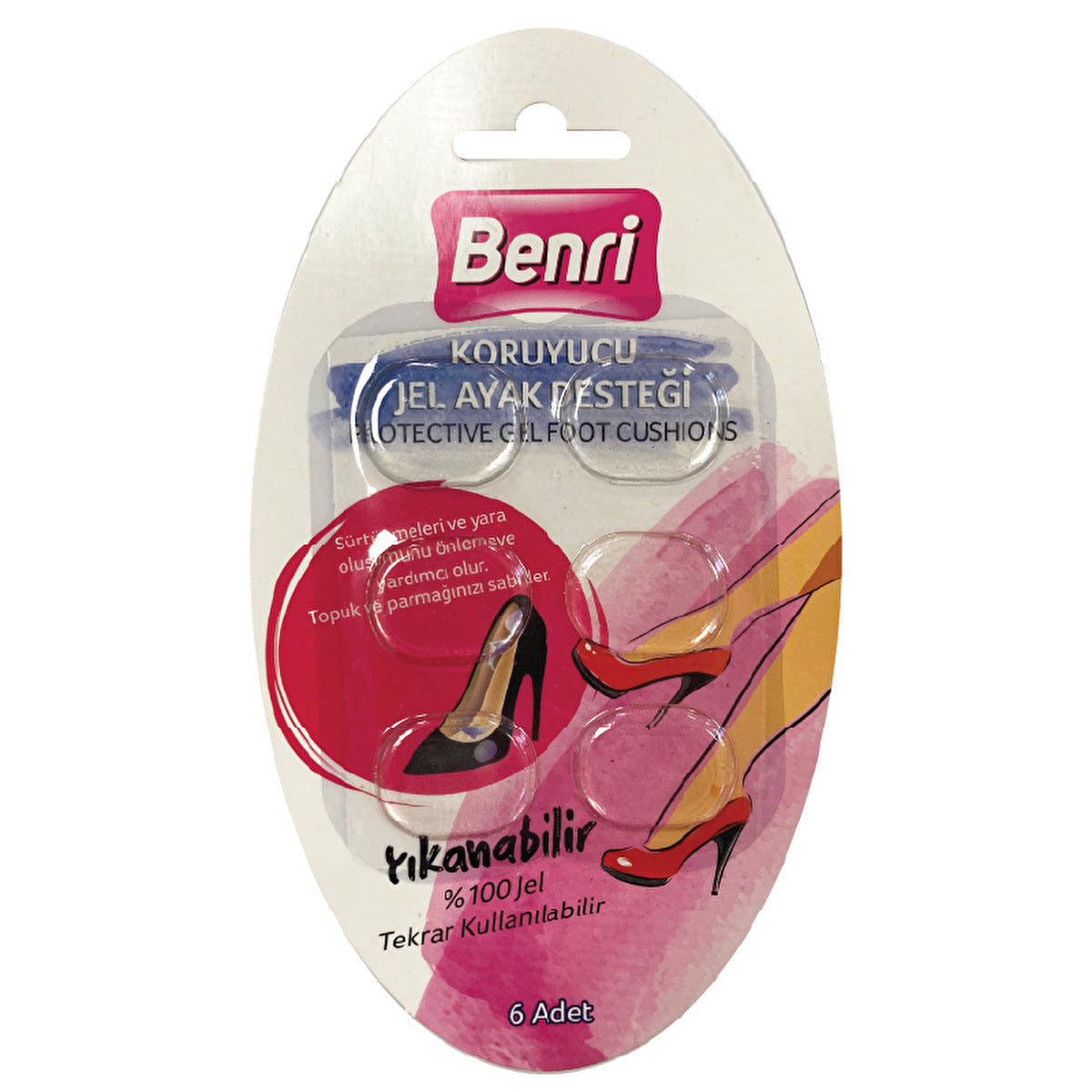 Benri Gel Foot Pads - 6 Pack | Comfortable Foot Protection