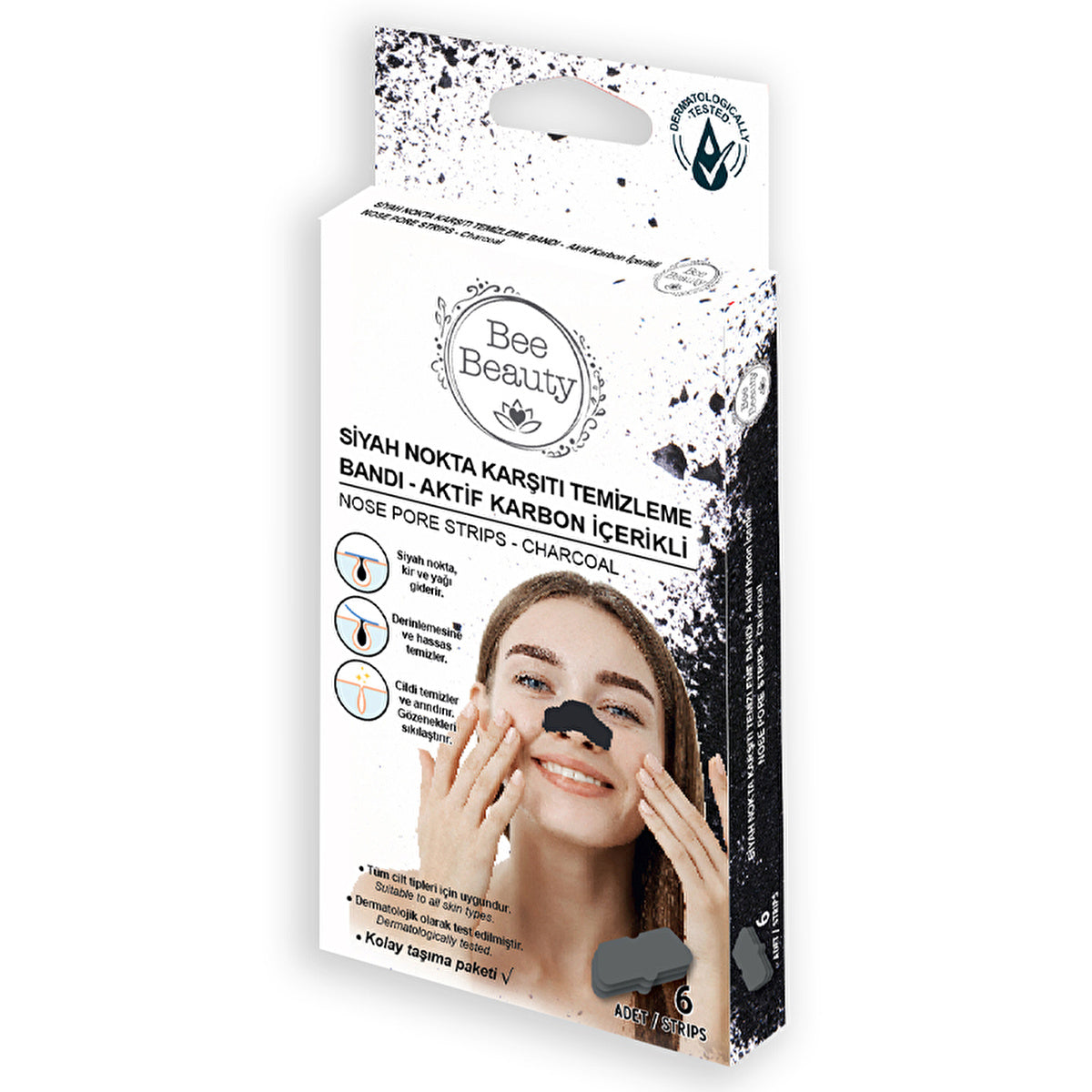 Bee Beauty Active Charcoal Blackhead Strips 6 Pack - Deep Cleansing