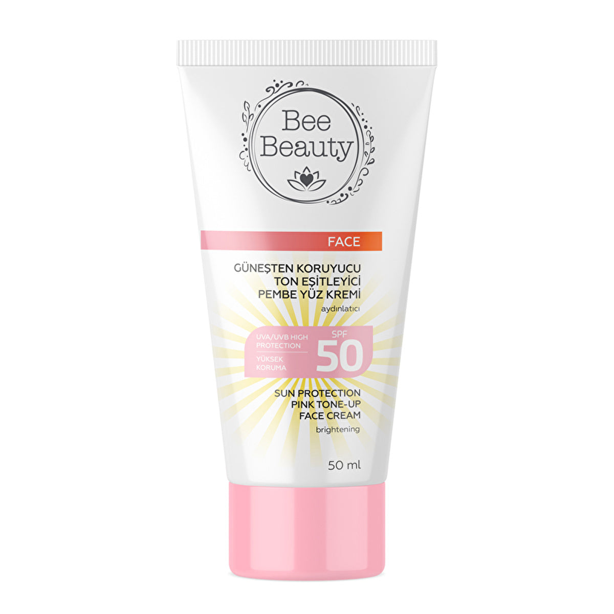 Bee Beauty Sunscreen Pink Face Cream SPF 50 - 1.7 Fl Oz | Hydrating - Image