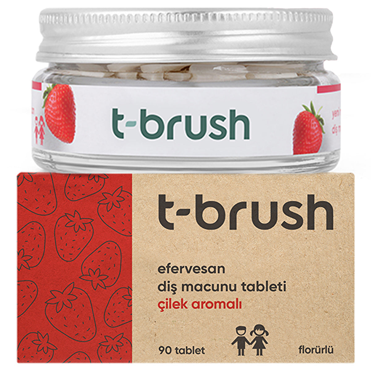 T-Brush Strawberry Flavored Toothpaste Tablets - Fluoride | Vegan - Image