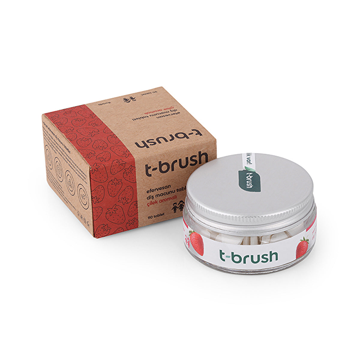 T-Brush Strawberry Flavored Toothpaste Tablets - Fluoride | Vegan - Image