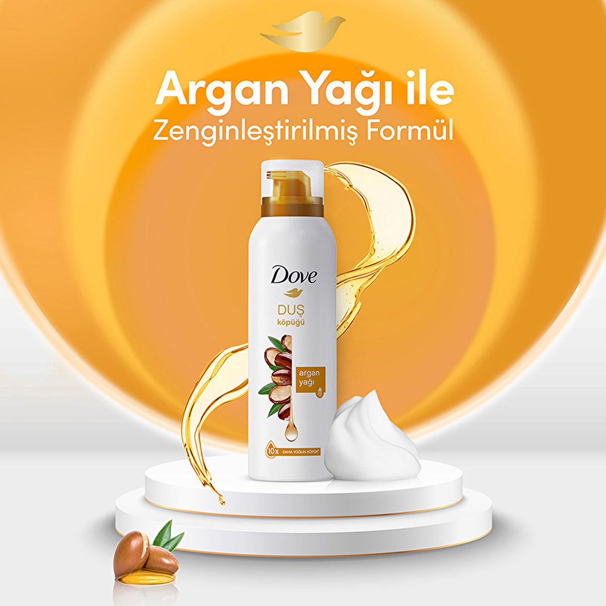 Dove Foam Shower Gel Argan Oil 10X Creamier Formula - 200ml