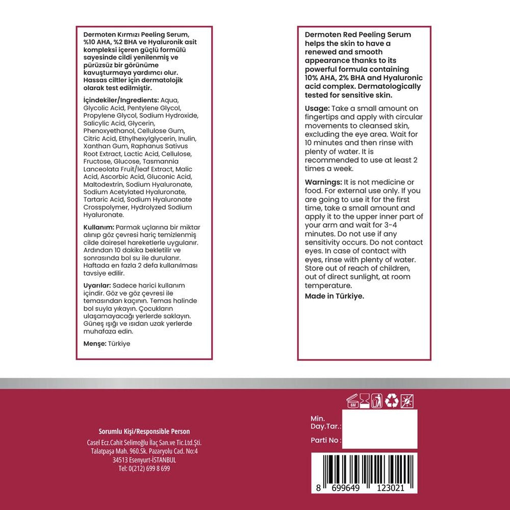 Dermoten Purifying Red Peeling Serum with AHA & BHA 30 ml