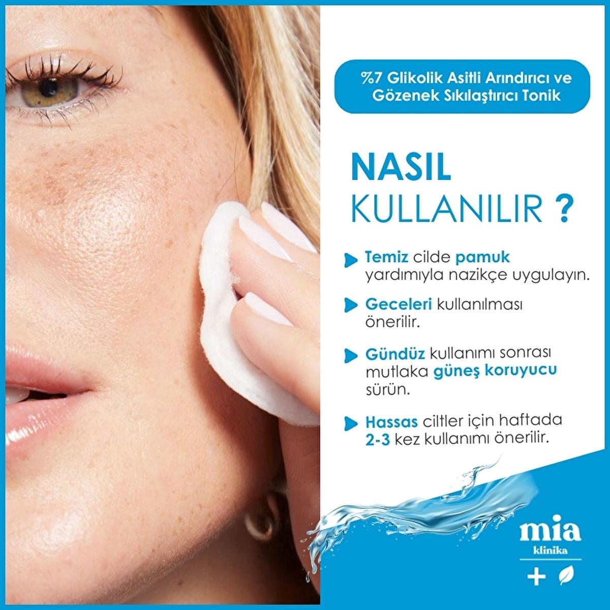 Mia Klinika 7% Glycolic Acid Toner: Pore Refining, Exfoliating & Skin Brightening - Achieve Radiant, Even Skin Tone Mia Klinika Glycolic Acid Toner: Exfoliate & Refine Pores Glycolic acid toner, Pore refining toner, Exfoliating toner, Skin brightening toner, Toner for acne prone skin, Glycolic acid facial treatment, Skin texture improving toner, Licorice root skincare, Niacinamide toner, Toner for even skin tone, exfoliate, refine pores, even skin tone, acne-prone skin, oily skin, skincare, Licorice Root Ex