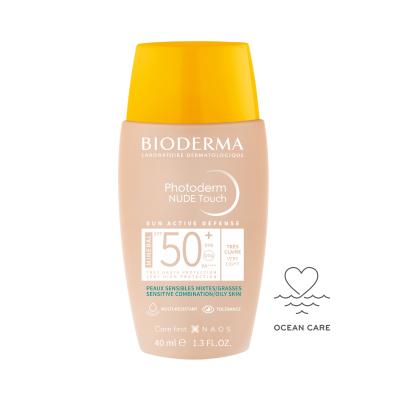 bioderma photoderm nude touch spf50 very light 40 ml bottle, application of bioderma photoderm nude touch spf50 sunscreen Bioderma Photoderm Nude Touch SPF50+ - Very Light | 40 ml Bioderma Photoderm Nude Touch SPF50+ - Very Light bioderma, sunscreen, spf50, oily-skin, combination-skin, anti-aging, broad-spectrum, skin-care, ai-generated, photoderm-nude-touch