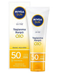 Nivea Sun SPF 50+ Anti-Aging Q10 Facial Sunscreen: Daily Sun Protection for Wrinkles & Dark Spots, Broad Spectrum UVA/UVB Defense Nivea Sun SPF 50+ Facial Sunscreen - Anti-Aging & Dark Spot Defense SPF50 facial sunscreen, anti-aging sunscreen, sunscreen for face, sun protection for face, Q10 sunscreen, sunscreen for wrinkles, sunscreen for dark spots, broad spectrum sunscreen, water resistant sunscreen, daily sunscreen, facial sunscreen, sun protection, anti-aging, wrinkles, dark spots, UVA protection, UVB