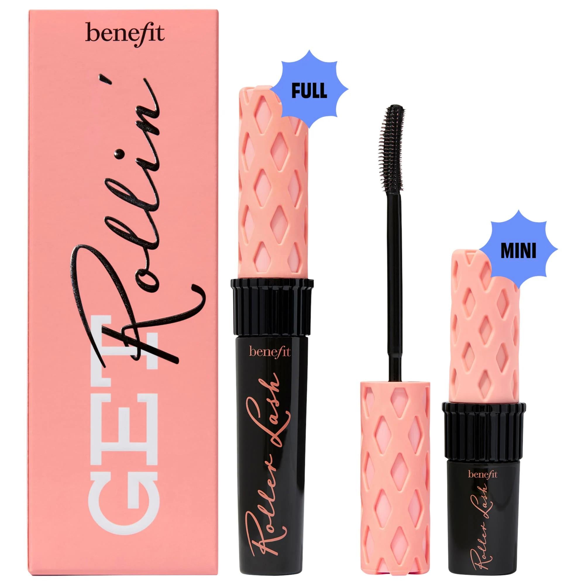 Benefit Cosmetics Get Rollin Roller Lash Mascara Booster Set: Super Curl & Lift, Long-Lasting, Vegan, Cruelty-Free Mascara - Full & Travel Size Benefit Roller Lash Mascara Set: Curl & Lift - Vegan & Cruelty-Free Roller Lash Mascara, Curling Mascara, Lifting Mascara, Mascara Set, Vegan Mascara, Cruelty-free Mascara, Long-lasting Mascara, Benefit Cosmetics Mascara, Travel size mascara, Hook n Roll Brush Mascara, Mascara, Eye Makeup, Eye Cosmetics, Beauty, Vegan, Cruelty-free, Long-lasting, Curl, Lift, Define,