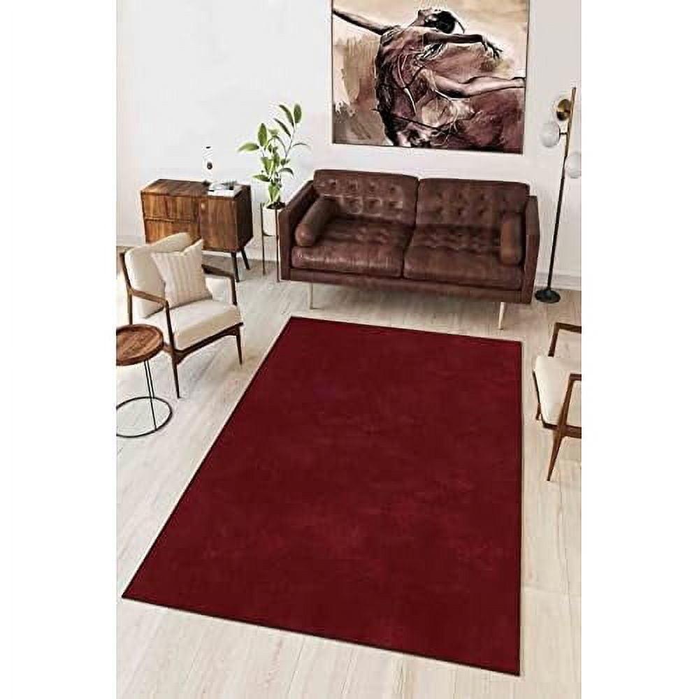 LaModaHome Area Rug Non-Slip - Red Red Thin Washable Soft Machine Washable Bedroom Rugs Indoor Outdo
