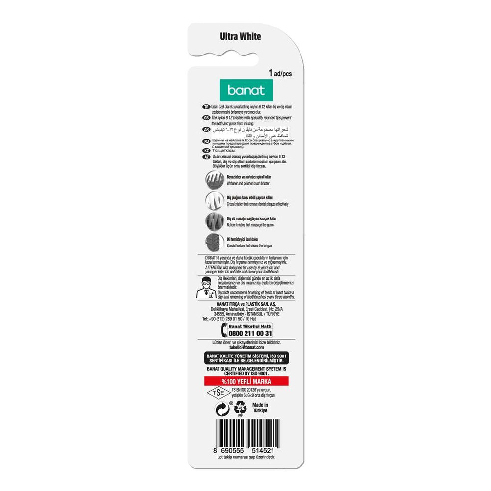 Banat Ultra White Medium Toothbrush Duo Pack