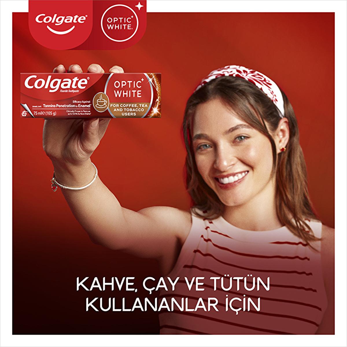 Colgate Optic White Whitening Toothpaste for Coffee & Tea Drinkers, Smokers - Gentle on Enamel, 2.54 fl oz Colgate Optic White Whitening Toothpaste - Gentle & Effective whitening toothpaste, toothpaste for coffee drinkers, toothpaste for smokers, gentle toothpaste, daily toothpaste, oral care, Colgate, smile whitening, coffee stain remover, tea stain remover, tobacco stain remover, enamel protection, fresh breath, oral hygiene