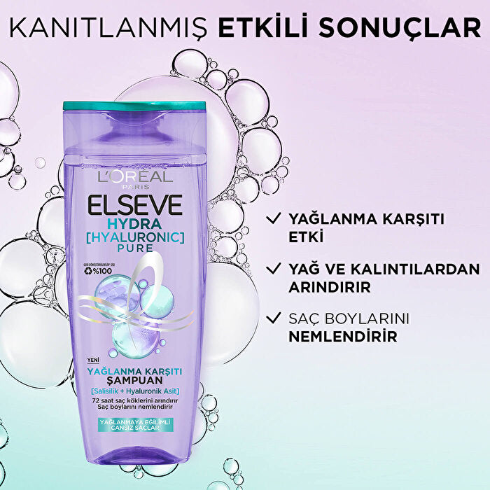 L'Oreal Elvive Hydra Hyaluronic Oily Hair Shampoo 300ml - Purifying