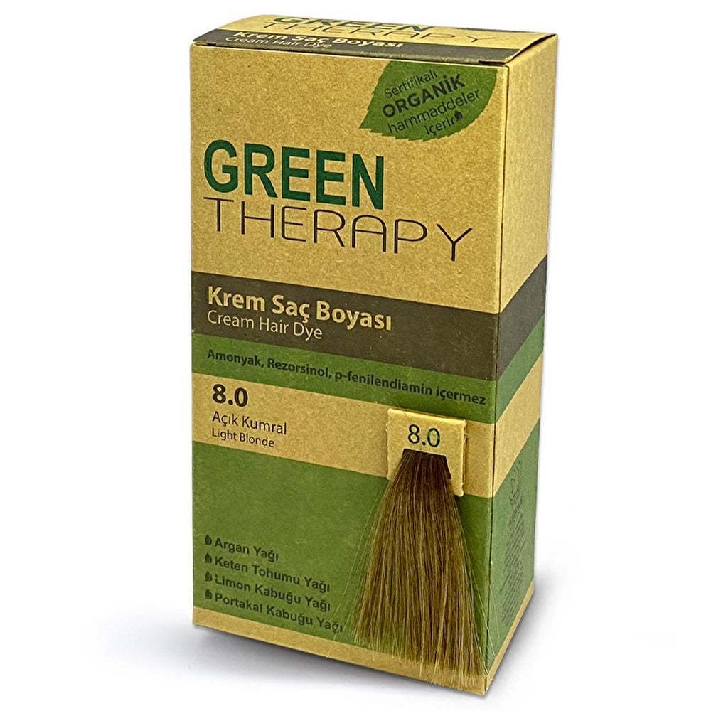 Green Therapy Ammonia-Free Hair Dye - Nourishing Argan Oil Hair Color for Damaged Hair, 8.0 Light Ash Blonde - view 2