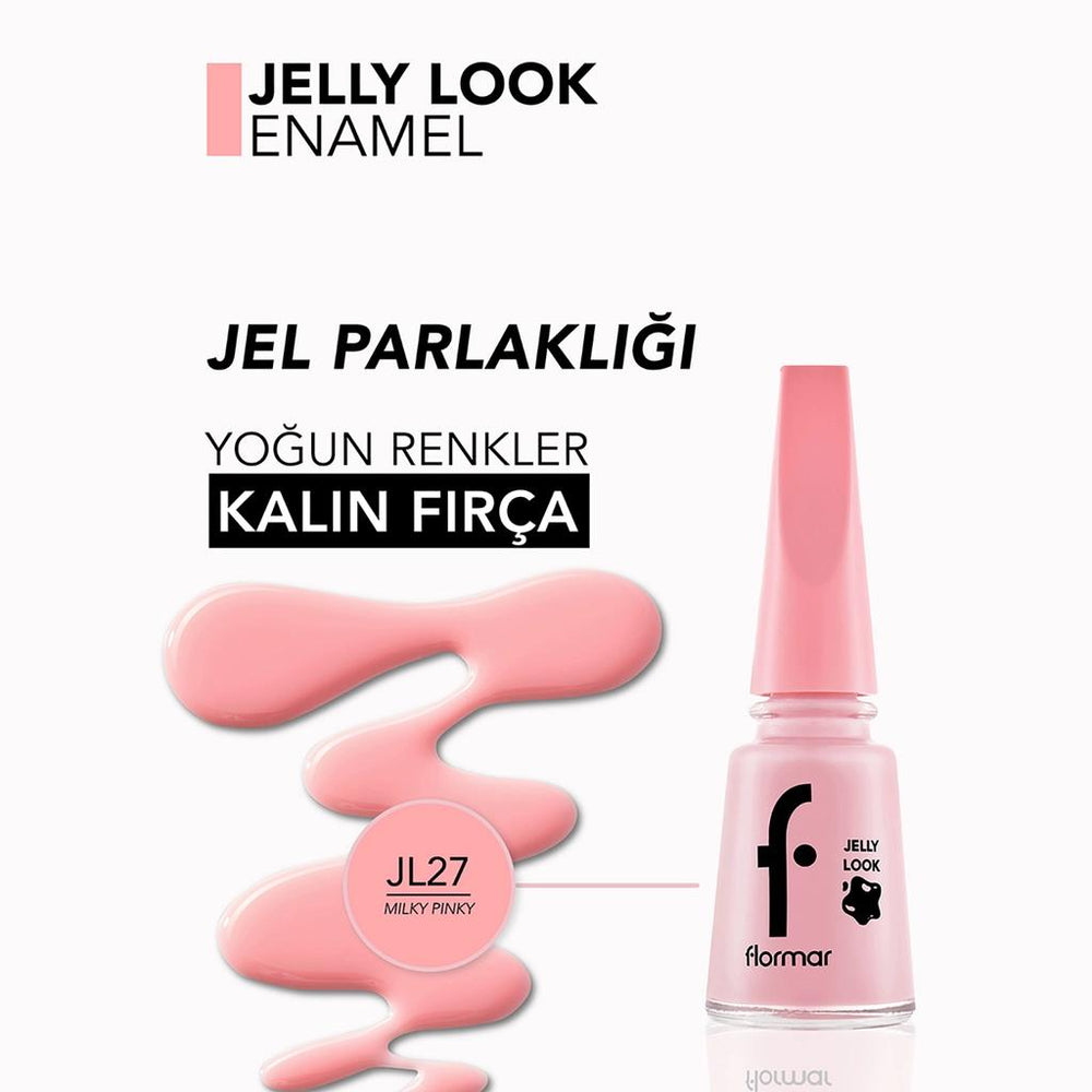 Flormar Jelly Look High-Shine Gel Effect Nail Polish JL27 Milky Pinky