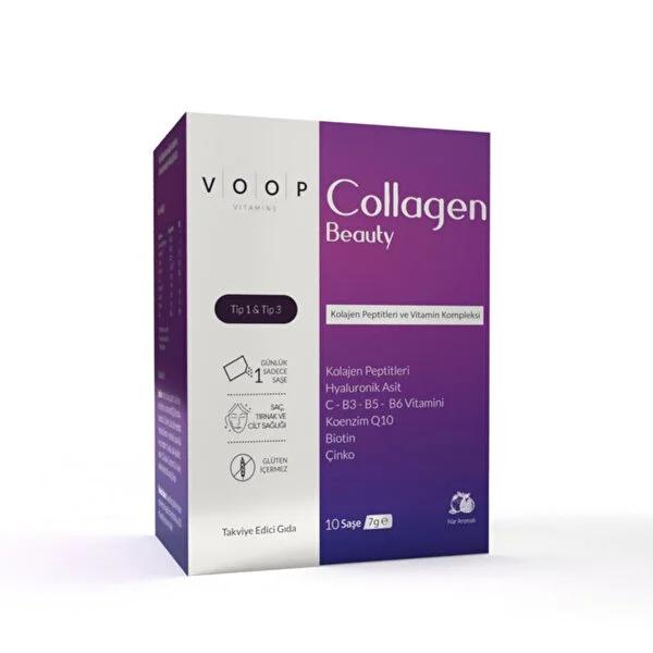 Voop Collagen Supplement for Anti-Aging, Skin Health, and Hair & Nail Care - Gluten-Free, 5500mg Hydrolyzed Collagen Peptides Voop Collagen Supplement - Anti-Aging & Skin Health collagen supplement, anti-aging, skin health, hair and nail care, gluten-free supplement, beauty, wellness, Type 1 collagen, Type 3 collagen, hydrolyzed collagen peptides, Hyaluronik asit, C vitamin, Çinko, Koenzim Q10, Biotin