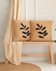 Ocean Home Jute Throw Pillow Cover Set - 2 Leaf Pattern 50x50cm - Natural Fiber, Boho, Rustic Decorative Cushion Covers Jute Pillow Cover Set - Boho Decor - Ocean Home jute pillow cover, throw pillow cover set, boho pillow cover, natural fiber pillow, organic pillow cover, decorative pillow cover, rustic pillow cover, jute cushion cover, leaf pattern pillow, 50x50 cm pillow cover, jute pillow, throw pillow, boho decor, natural fiber decor, organic decor, decorative pillows, rustic decor, jute cushion, cushi
