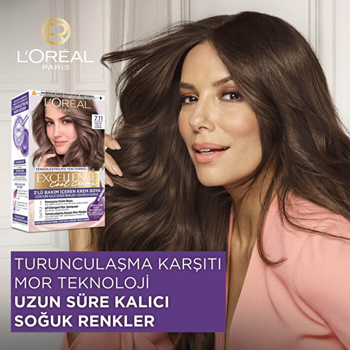 L'Oreal Paris Excellence Cool Creme Hair Color 6.11 - Extra Ash Dark Blond | 100% Grey Coverage