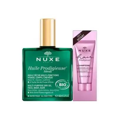 Nuxe Huile Prodigieuse Neroli: Multi-Purpose Dry Oil & Vegan Shampoo Set - Silky Skin, Nourished Hair, Calming Neroli Scent Nuxe Neroli Oil & Shampoo Set – Vegan Skincare, Healthy Hair Nuxe Huile Prodigieuse Neroli, Multi-Purpose Dry Oil, Vegan Skincare, Natural Hair Shampoo, Organic Neroli Oil, Dry Oil for Face Body Hair, Sulfate Free Shampoo, Plant Based Skincare, Neroli Essential Oil Skincare, dry oil, vegan beauty, natural shampoo, organic skincare, neroli oil, multi-purpose oil, sulfate-free, plant-bas