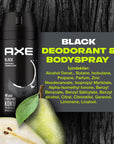 Axe Black Deodorant Spray for Men - 48 Hour Protection, Fresh Pear & Cedar Wood Fragrance Axe Black Deodorant Spray - 48 Hour Protection Axe Black Deodorant Spray, Men's Deodorant, 48-hour Deodorant Protection, Deodorant for Men, Body Spray for Men, Personal Care, Grooming, Fragrance, Confidence Booster, Long-Lasting Protection