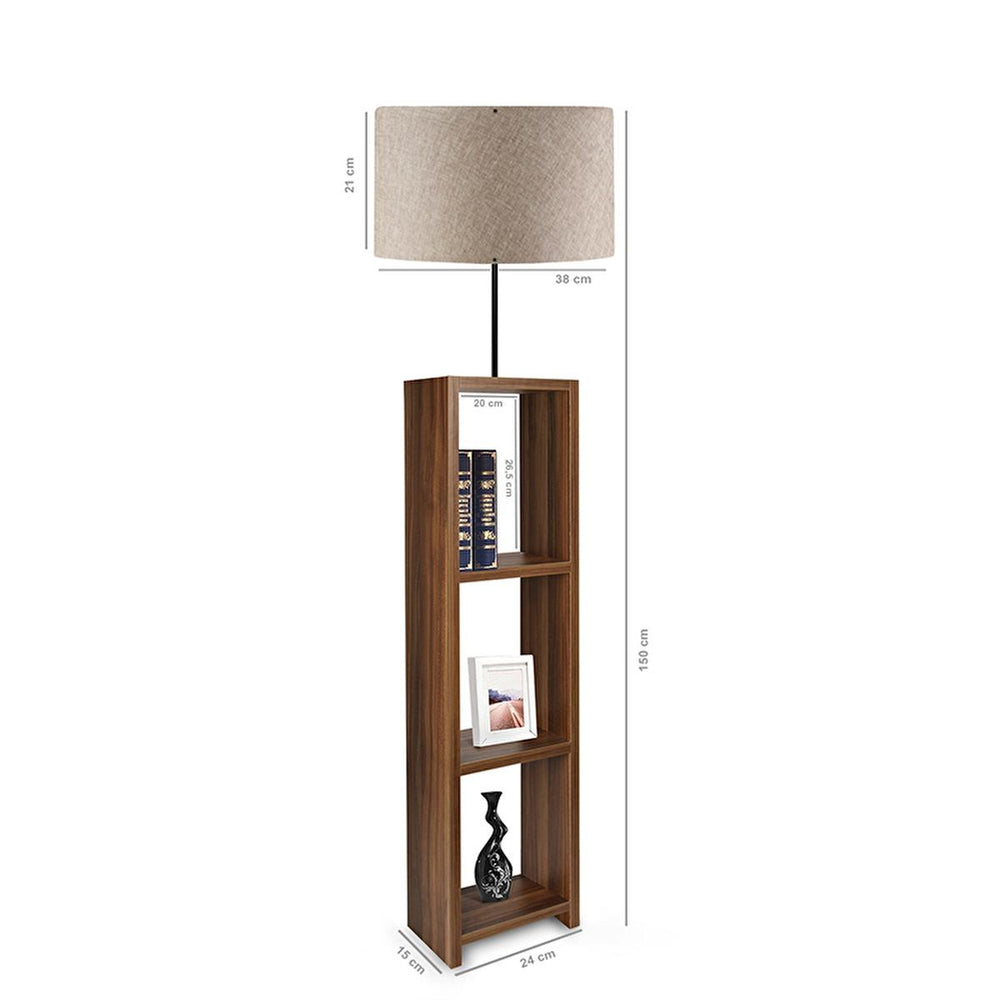 Homing Bej Dekoratif Raflı Lambader - Modern Decorative Lamp with Fabric Shade & 3-Tier Shelf - view 2