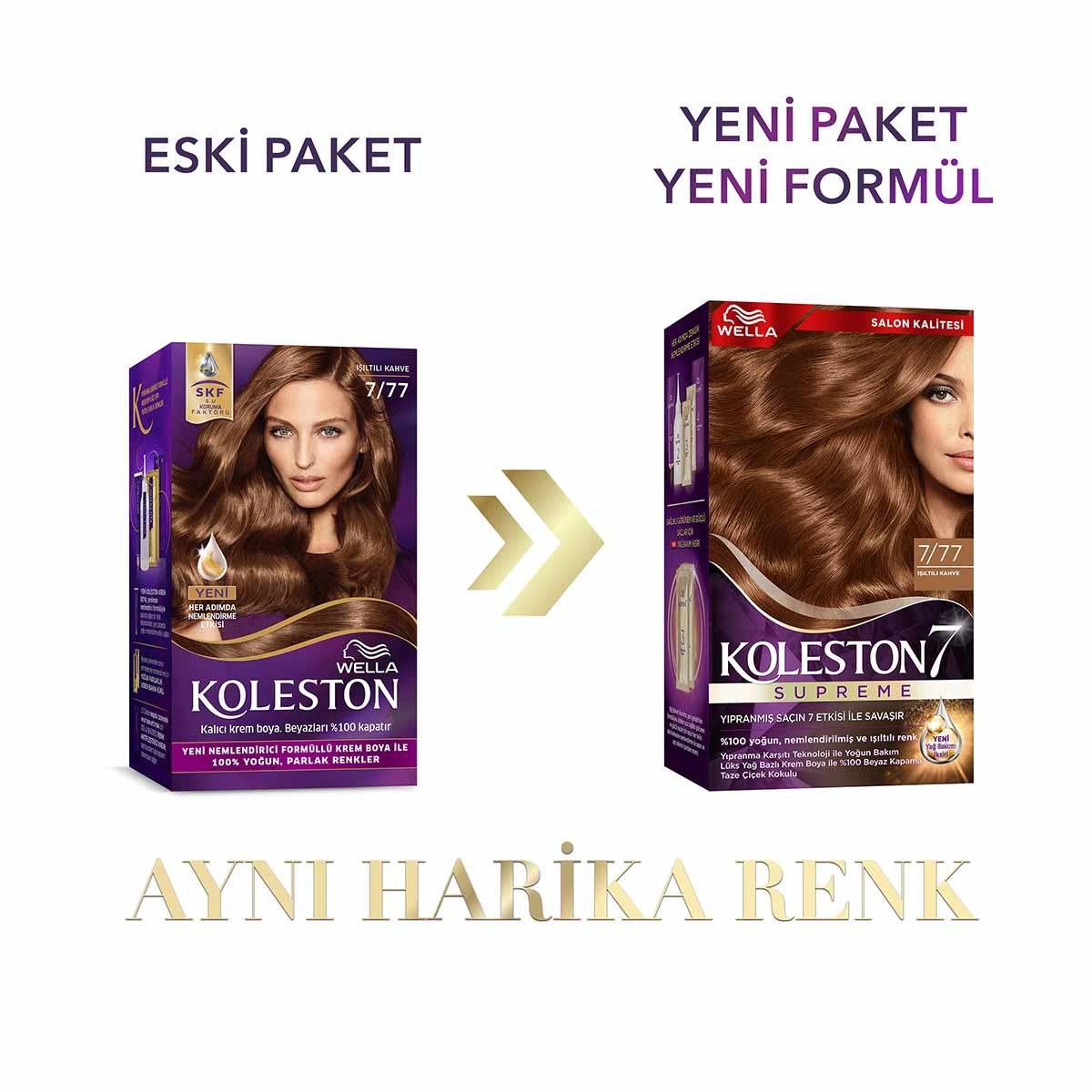 Wella Koleston Supreme Hair Dye 7/77 Işıltılı Kahve - Luxurious Cream Dye for Vibrant Color Wella Koleston Supreme Hair Dye - Luxurious Cream Dye Hair dye, At-home hair coloring, Koleston Supreme, Luxurious cream dye, Long-lasting hair color, Hair care, Vibrant hair color, Hair nourishment, Wella, Salon-quality hair color