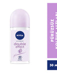 Nivea Double Effect Women's Deodorant Roll-On - 48-Hour Anti-Perspirant Protection, Alcohol-Free, Natural - Deodorant