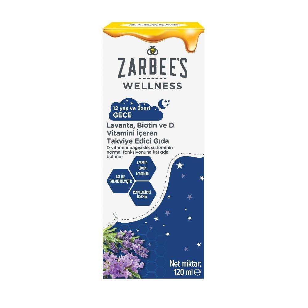 Zarbee's Wellness Lavender Dietary Supplement - Biotin & Vitamin D Liquid Formula for Adults & Children Over 12 Zarbee's Lavender Supplement for Better Sleep & Wellness dietary supplement, lavender supplement, biotin supplement, vitamin D supplement, liquid supplement, natural sleep aid, sleep support, wellness supplement, adults, children over 12, honey sweetened, natural ingredients, relaxation aid, sleep quality improvement