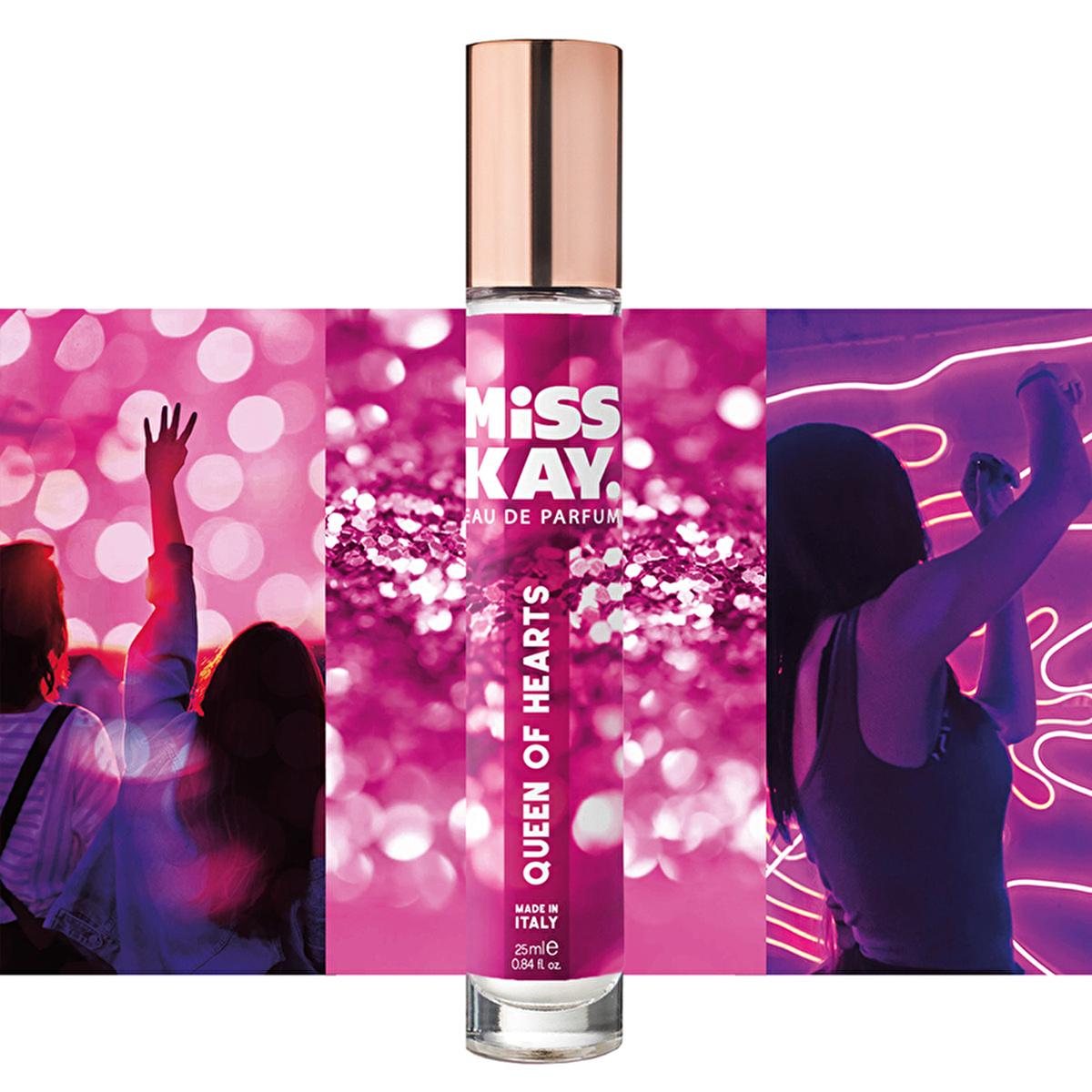 Miss Kay Women's Perfume, Queen of Hearts EDP 25ml - Confident Floral Fragrance for Women Miss Kay Queen of Hearts EDP 25ml - Women's Perfume Women's Perfume, EDP, Miss Kay Queen of Hearts, 25 ml, Fragrance for confident women, Floral perfume, Fresh scent for women, Perfume for young women, Bold fragrance, Playful scent, Feminine perfume, Daily perfume, Portable perfume