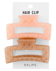 Eklips Frosted Rectangular Hair Claw Clip Pink & Brown