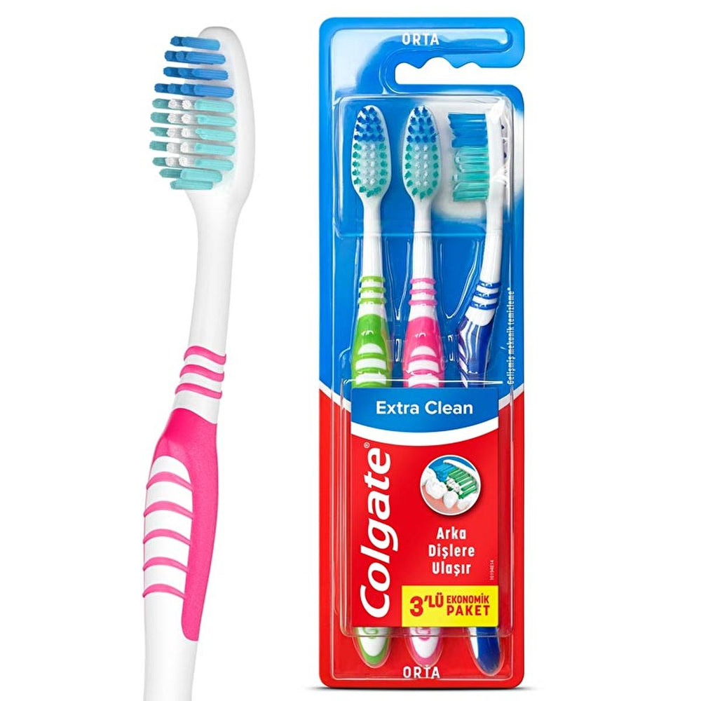 Colgate Manual Toothbrush with Tongue Cleaner - Extra Clean for Effective Oral Hygiene - Toothpaste