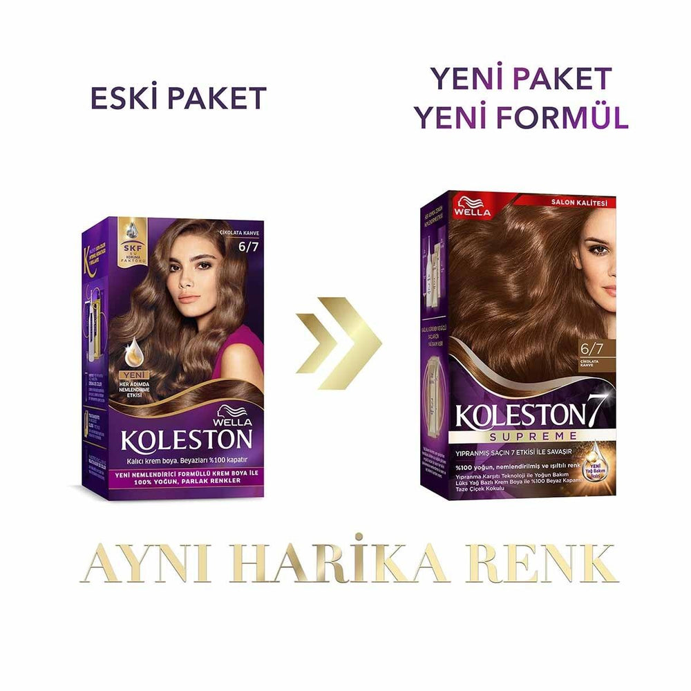 Wella Koleston Supreme Chocolate Brown Hair Dye 6/7 - Intense Color, Gray Coverage & Oil Treatment for Moisturized Hair Wella Koleston Chocolate Brown Hair Dye. Intense Color & Gray Coverage hair dye, hair color, at home hair color, chocolate brown hair dye, permanent hair color, hair coloring kit, gray hair coverage, wella koleston, hair color with oil treatment, hair coloring, brown hair dye, diy hair color, home hair color, gray coverage, hair color kit, hair color for women, hair color for gray hair, ha