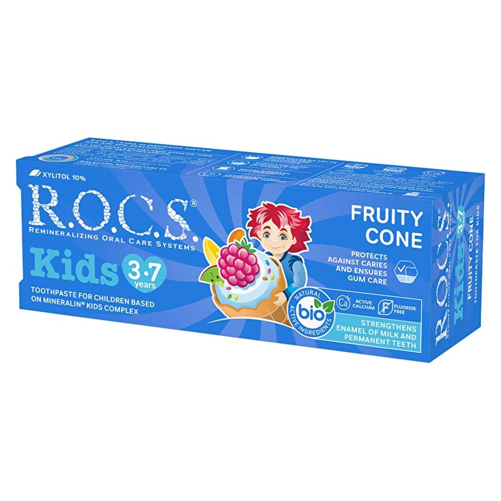 Rocs Kids Fruit Cone Toothpaste for Ages 3-7 45g