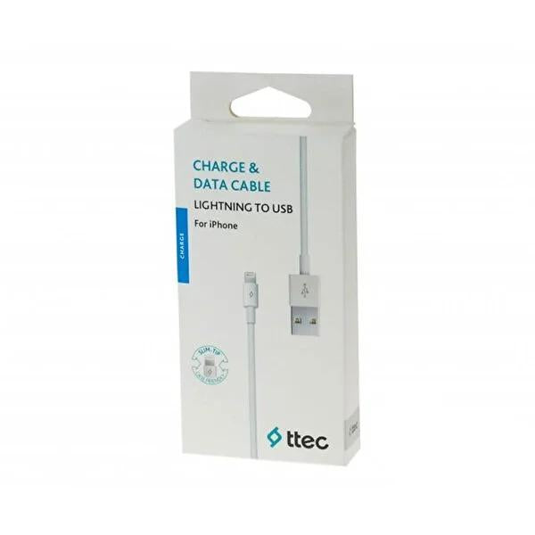 Ttec USB-A to Lightning Cable, Fast Charging, 100cm - Apple Compatible, CE Certified Ttec Fast Charging USB-A to Lightning Cable - 100cm USB-A to Lightning cable, Fast charging cable, Apple Lightning cable, 2.4A charging cable, CE certified cable, Apple compatible cable, quick charge cable, reliable charging cable, durable cable, European standard cable