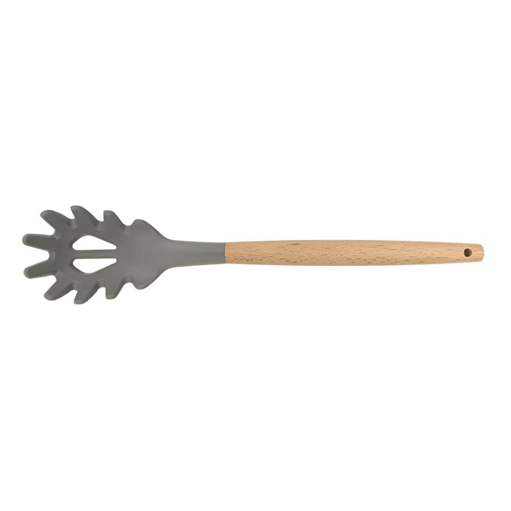 Lia Silicone Spaghetti Spoon with Wooden Handle - Heat Resistant, Easy Clean Kitchen Tool