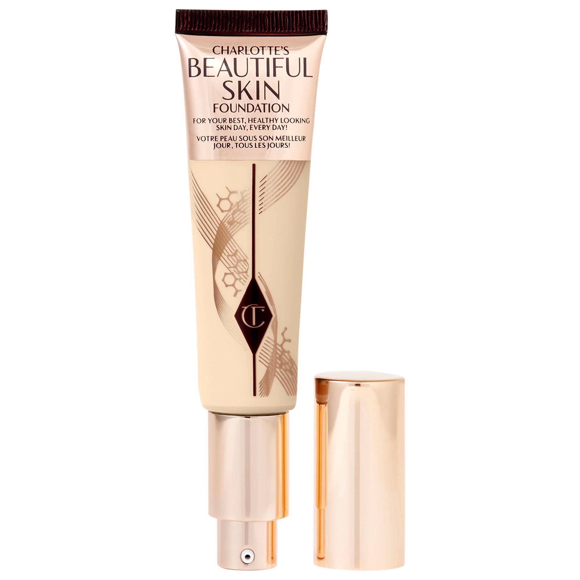 Charlotte Tilbury Beautiful Skin Medium Coverage Liquid Foundation with Hyaluronic Acid - 16 Hour Wear, Vegan & Cruelty-Free Charlotte Tilbury Liquid Foundation - 16 Hour Wear, Vegan & Cruelty-Free Liquid Foundation, Medium Coverage Foundation, Hyaluronic Acid Foundation, Skincare-Infused Makeup, Vegan Makeup, Cruelty-Free Beauty Products, Charlotte Tilbury, Makeup, Face Makeup, Foundation, Beauty Products, Skincare, Natural Glow, Long-Lasting Coverage, Hydrating Foundation, Clean Beauty, Ethical Beauty, Se