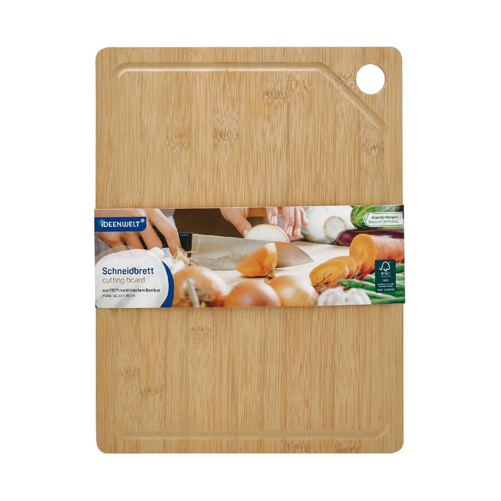 Ideenwelt Bamboo Cutting Board for Kitchen Prep 33x25 cm