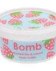 Bomb Cosmetics Strawberry & Cream Body Cream 7oz - Moisturizing Formula