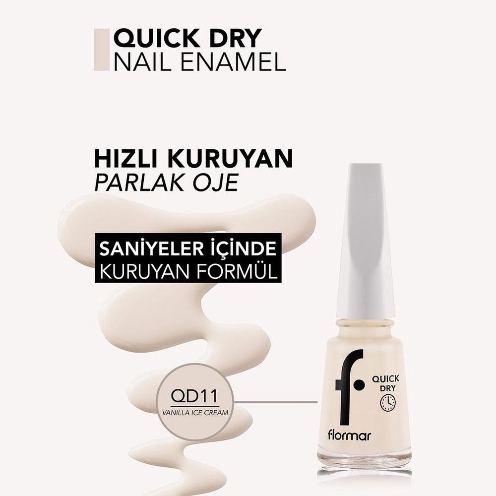 Flormar Quick Dry Nail Polish in 011 Vanilla Ice Cream 11ml
