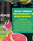 Axe Epic Fresh Men's Deodorant and Body Spray - 48 Hour Protection, Greyfurt and Tropical Pineapple Fragrance Axe Epic Fresh - 48 Hour Men's Deodorant men's deodorant, body spray for men, long-lasting freshness, Axe Epic Fresh, greyfurt and pineapple fragrance, personal grooming, masculine scent, 48-hour protection, dual action technology