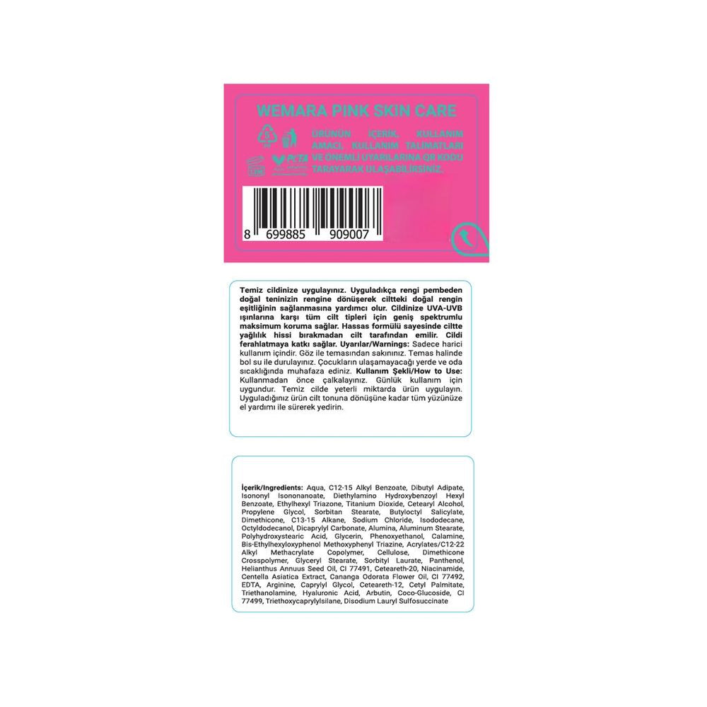 WeMara SPF 50+ Tone Evening Sunscreen Cream for Fair Skin 50ml
