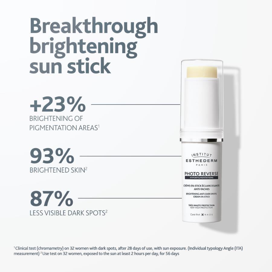 Esthederm Institut Photo Reverse Stick SPF 50+ Sunscreen - Anti-Dark Spot, Portable Sun Protection for Sensitive Skin Esthederm Photo Reverse Stick SPF 50+ - Anti-Dark Spot Sunscreen sunscreen stick, SPF 50+, anti-dark spot, portable sun protection, sensitive skin friendly, hyperpigmentation treatment, even skin tone, sun care, skincare, cosmetic, dermatological, facial care, sunblock, UV protection, skin brightening, dark spot correction, skin discoloration, Esthederm, Institut Esthederm